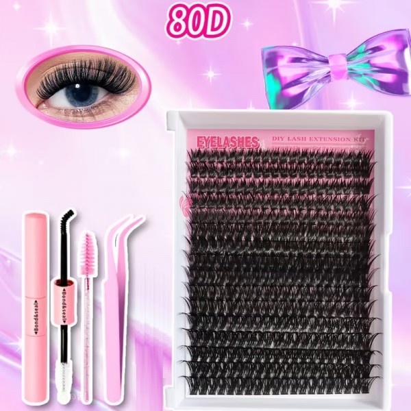 Gene false  smocuri / manuchi Lash Clusters 80D de 9-16mm - 320 smocuri D080-C + 1 Adeziv si penseta